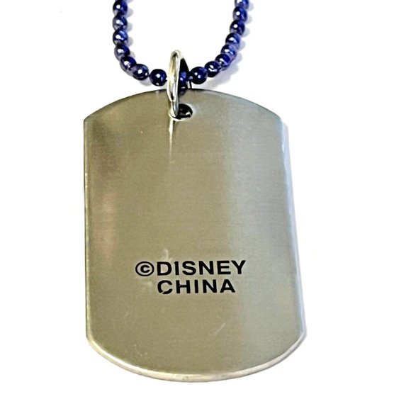 Vintage Disney Tinker Bell Necklace Tink Fairy Dog tag Style Purple 18" - Picture 4 of 9